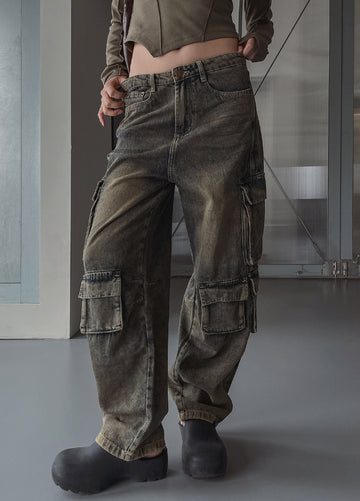 3 Pocket Multi Cargo Denim Pants